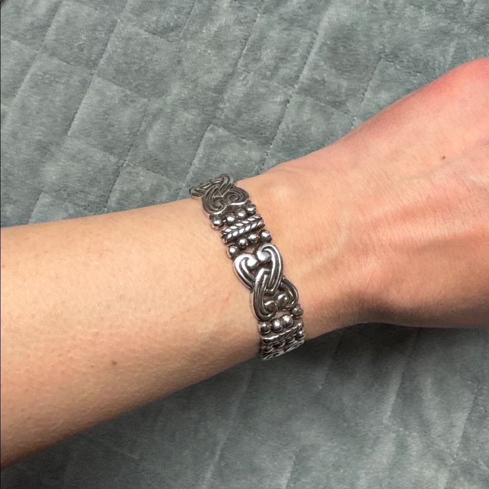 Brighton Silver Chain Bracelet, Interlocking Hearts, Boho